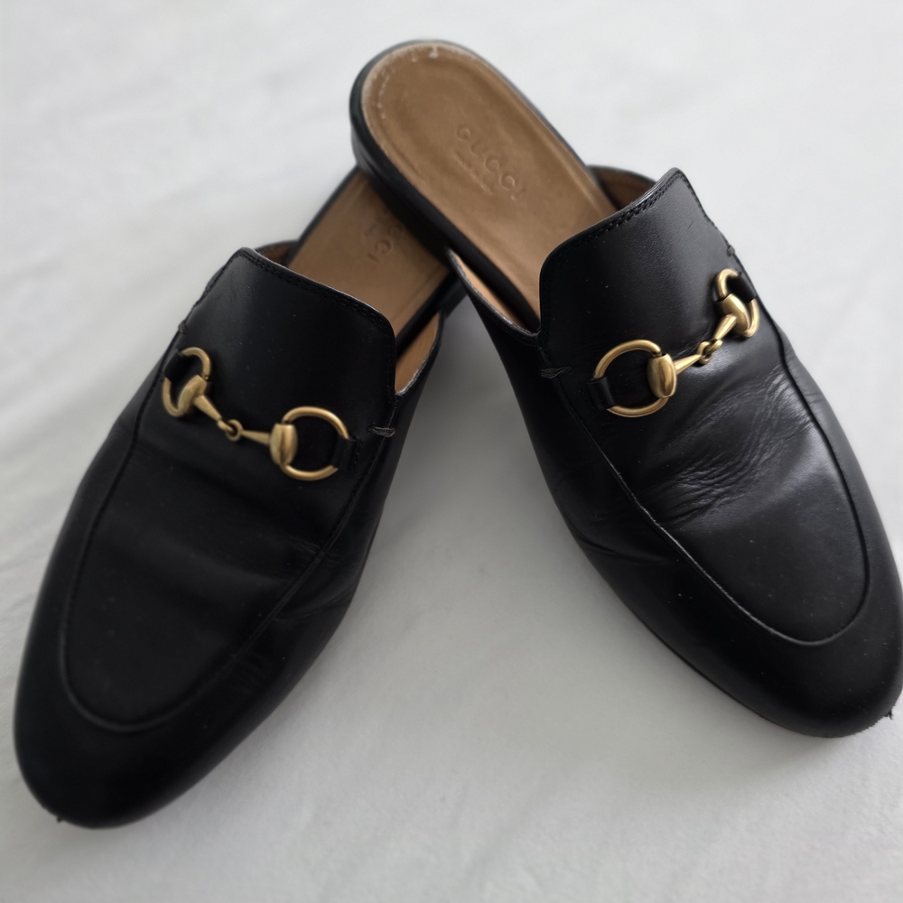 Gucci Princetown Black Slide Mule with Brown Insole
